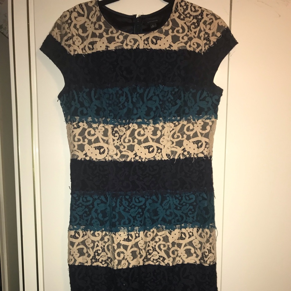 Anne Taylor color block lace dress